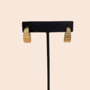 Vintage Gold Tone Ripple Hoops